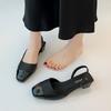 Fashion Square Toe Women Heeled Sandals Summer Woman Slippers Slingback 2025 Trend Dress Shallow Loafers Casual Soft Leather Sandalias