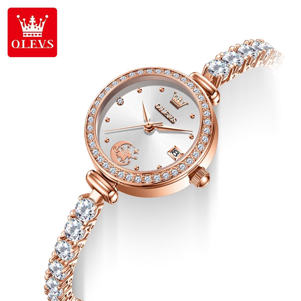 OLEVS Luxury Quartz Watches for Women Elegant Full Diamond Auto Date Waterproof Bracelet Wristwatch Original Ladies Watches 2998