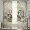 Farm Rooster Chicken Retro Illustration Sheer Curtains for Living Room Tulle for Windows Voile Yarn Short Bedroom Curtains