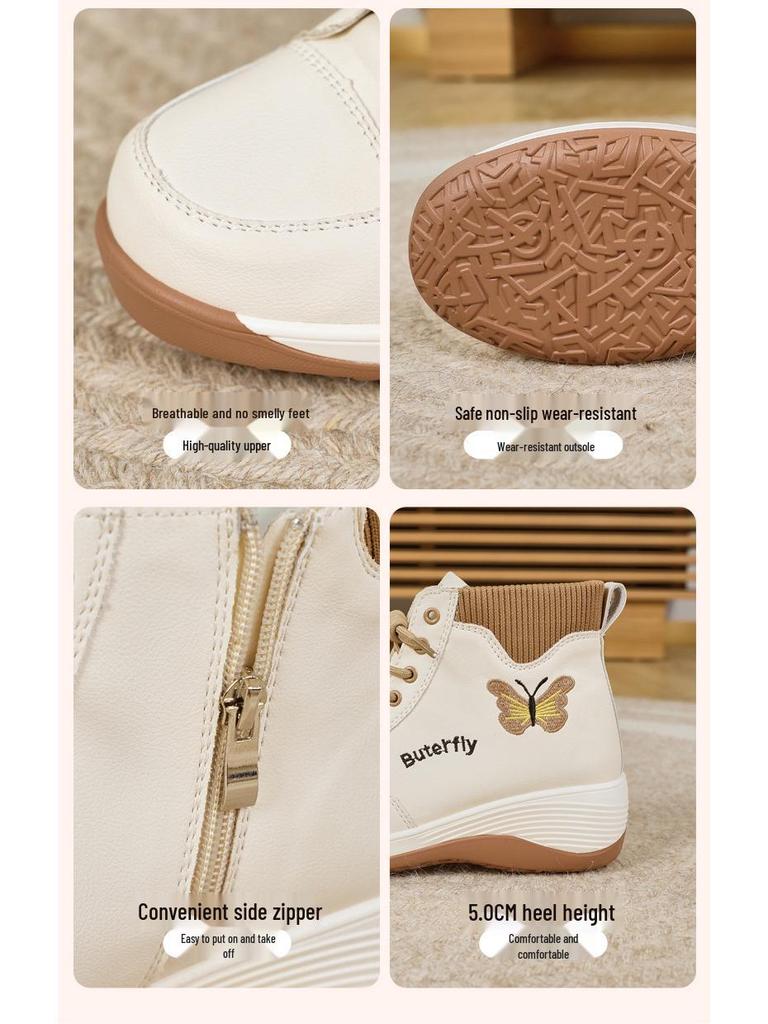 Herbst/Winter 2025 Damenmode Butterfly Wedge Stiefel - Dicke Sohle, Bequeme Passform