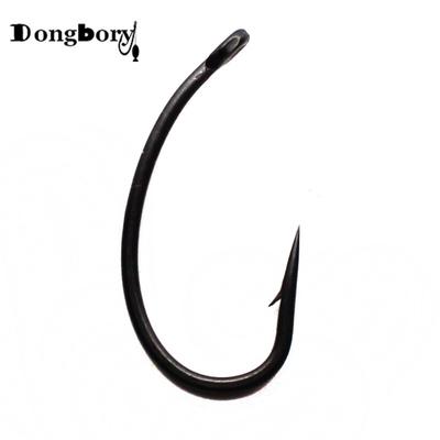 100 Stück Karpfenhaken mit teflonbeschichtetem Kurvenschaft, mit Widerhaken, stark geschmiedet, chemisch geschärft, Karpfen-Angelhaken, mattschwarze Hakenspitze