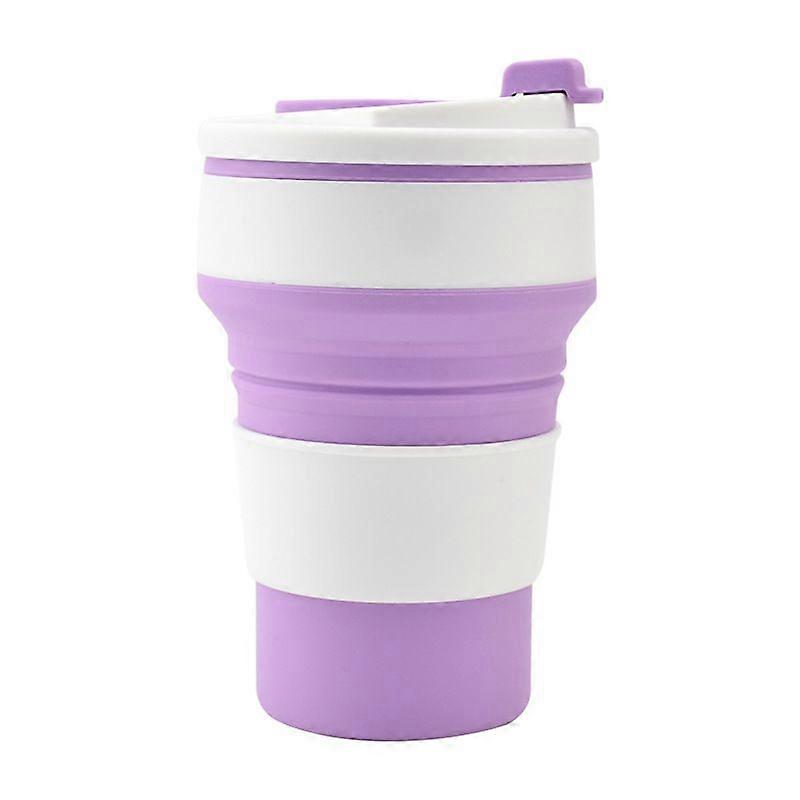 1pcs Collapsible Coffee Cups For Travel ,350ml Reusable Silicone,purple