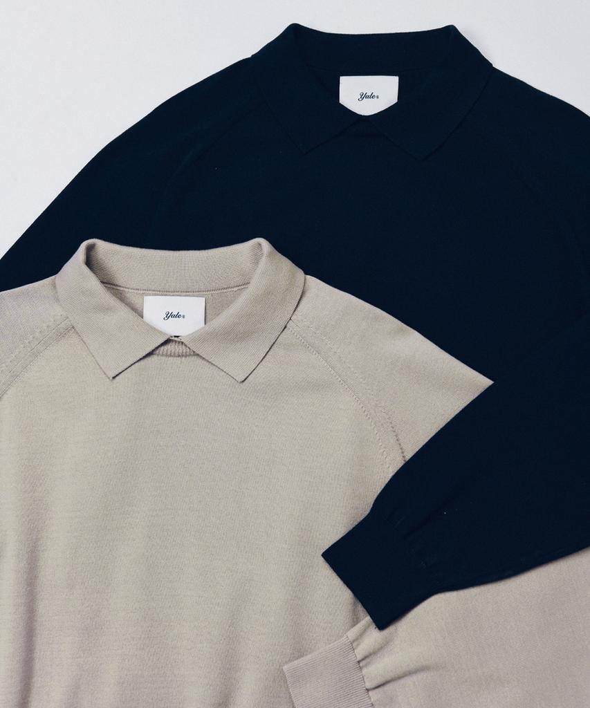 YALE Supima Cotton Raglan Collar Knit Greige