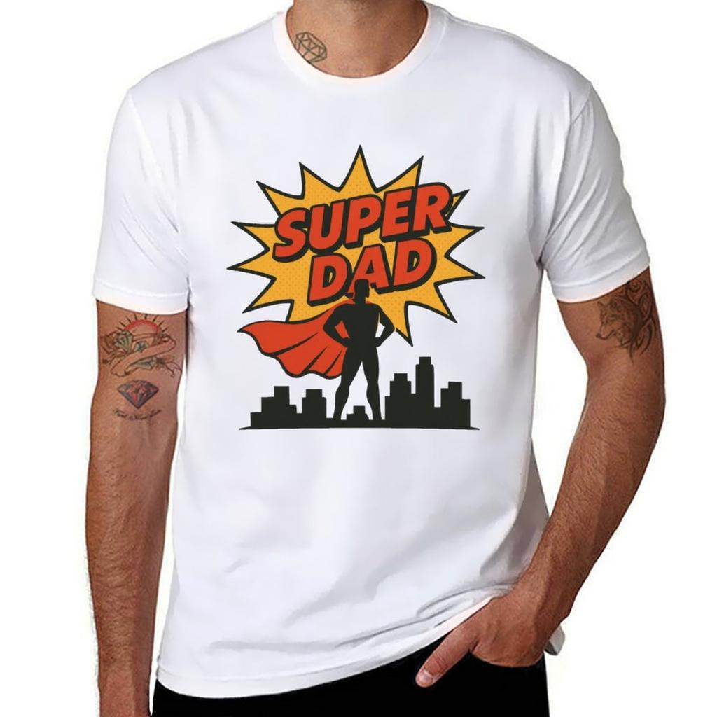 Super Dad ComicStyle Hero Badge Design TShirt blanks clothes quickdrying Unisexs designer clothes