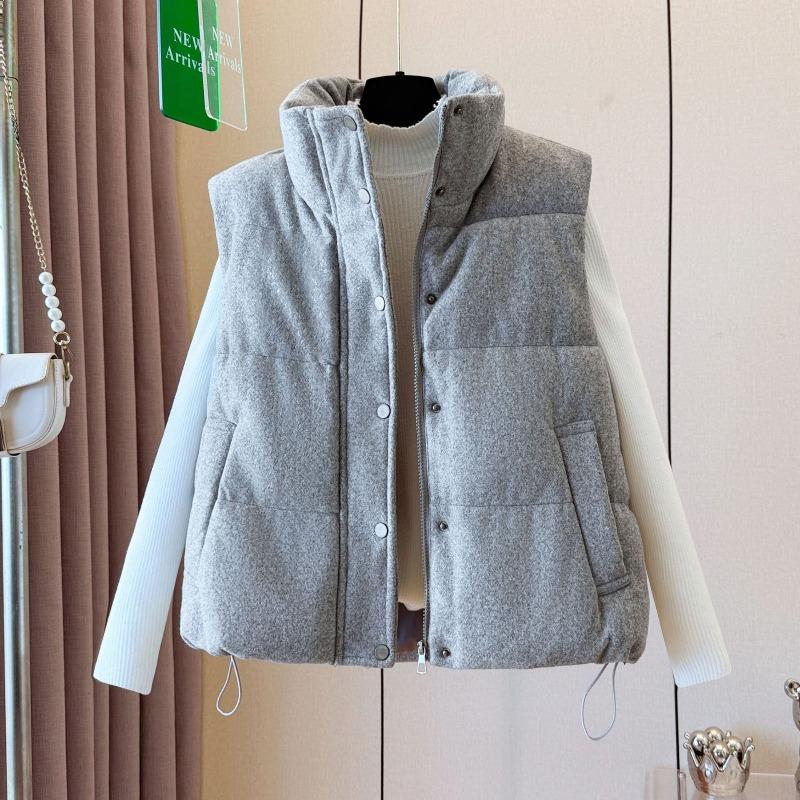 JPNTKY Women's Fashion Casual Fall Winter Solid Color Print Sleeveless Jackets & Coats Down Coats