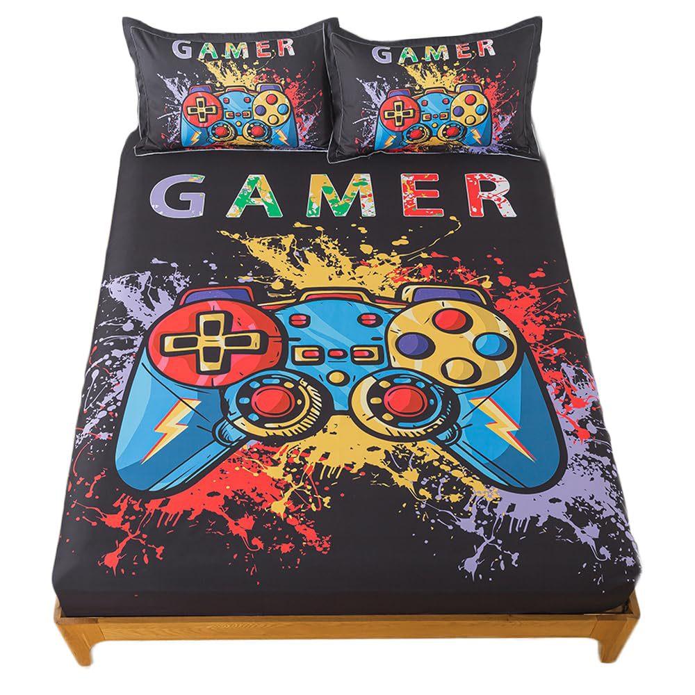 Space Rocket Pattern Mattress Three-Piece Digital Printing Mattress Bedding Set Adult Children