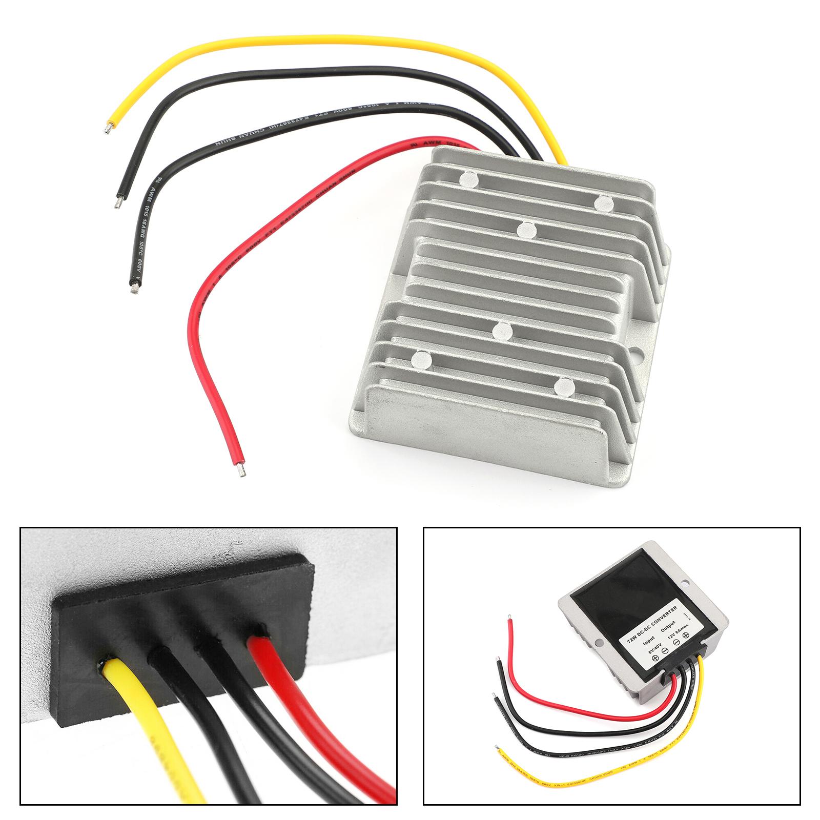 

Areyourshop 8-40V to 12V 6A DC Voltage Stabilizer 72W Car Power Supply Regulator Waterproof
