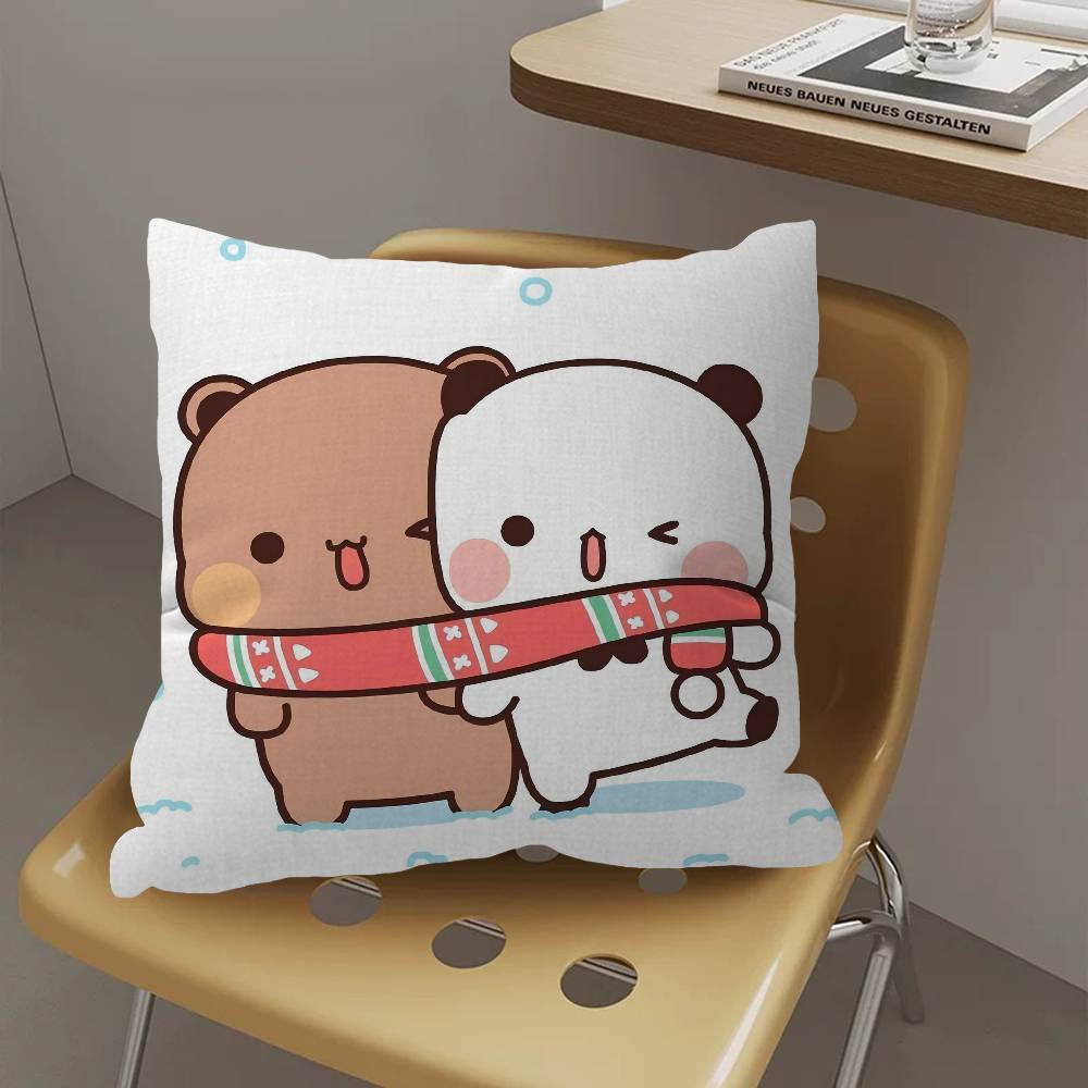 Bear Cartoon Kawaii D-Dudu B-Bubu Maple Design Cushion Cover Happy Autumn Harvest decor Holiday Decorati Pillow Cover