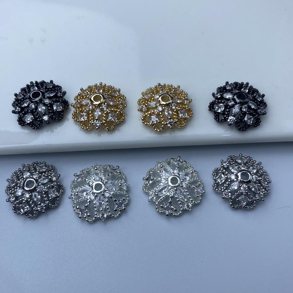 14K Gold Plated Zircon Inlaid Flower Bracelet Necklace DIY Jewelry Accessories