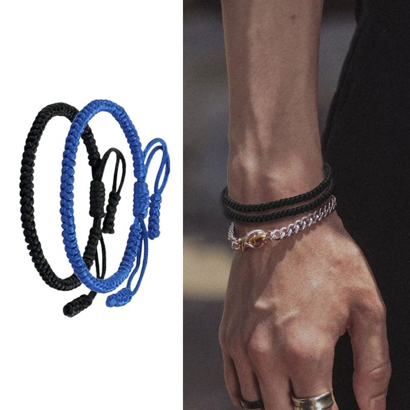 Unisex Adjustable Braided Cord Colorful Vintage Style Bracelet Collection Stylish Handmade Festival Wrist Chain