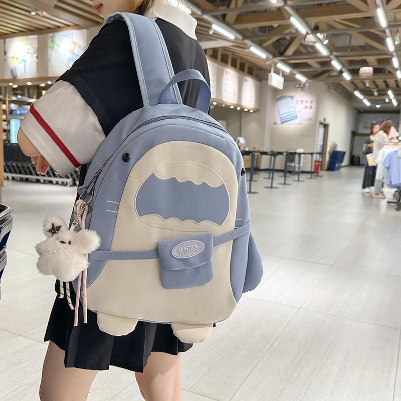 Schoolbag funny shark backpack girl primary school junior high school student schoolbag 1011 new cartoon large capacity ugly cute backpack