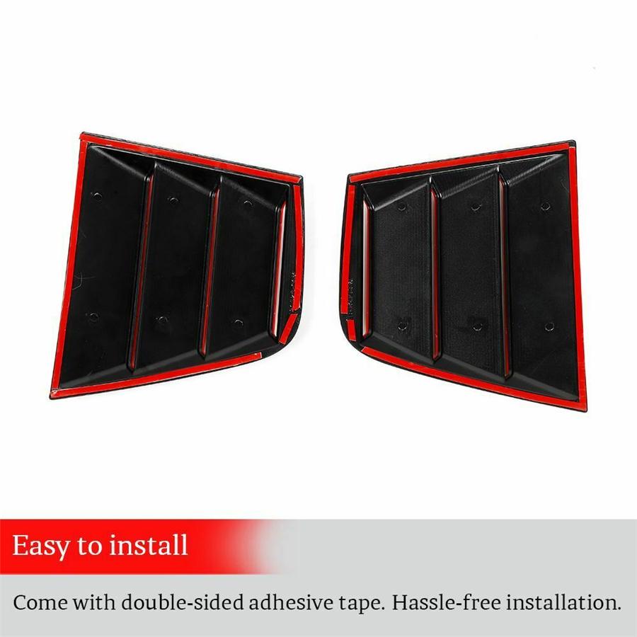 Black+Red Rear Side Window Shutter Louver Cover Trim For Dodge Charger 2011-2021