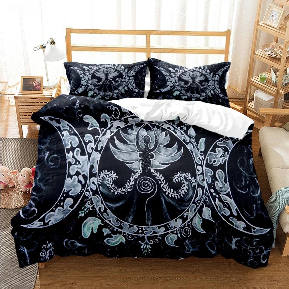 Triple Moon And Pentagram Duvet Cover Comforter Bedding Sets Soft Quilt Cover And Pillowcases For Teens Single/Double/Queen/King