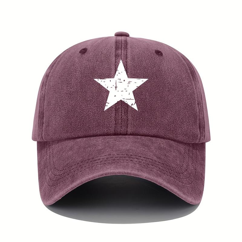 Casquette de baseball à imprimé étoiles casquette légère rétro lavée réglable casquette de protection solaire pour femmes