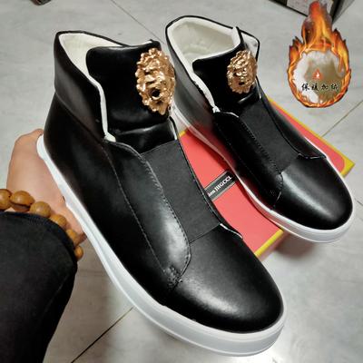 New Black Men's Boot-style Men's Shoes High-top Shoes Platform Shoes Cowhide Casual Shoes Plus Size Men's Shoes A2
