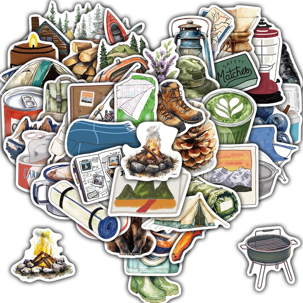 

50PCS Camping Collage Stickers Decorative Laptop Bicycle Personalize Notebook Skateboard Phone Waterproof Coffee Sticker