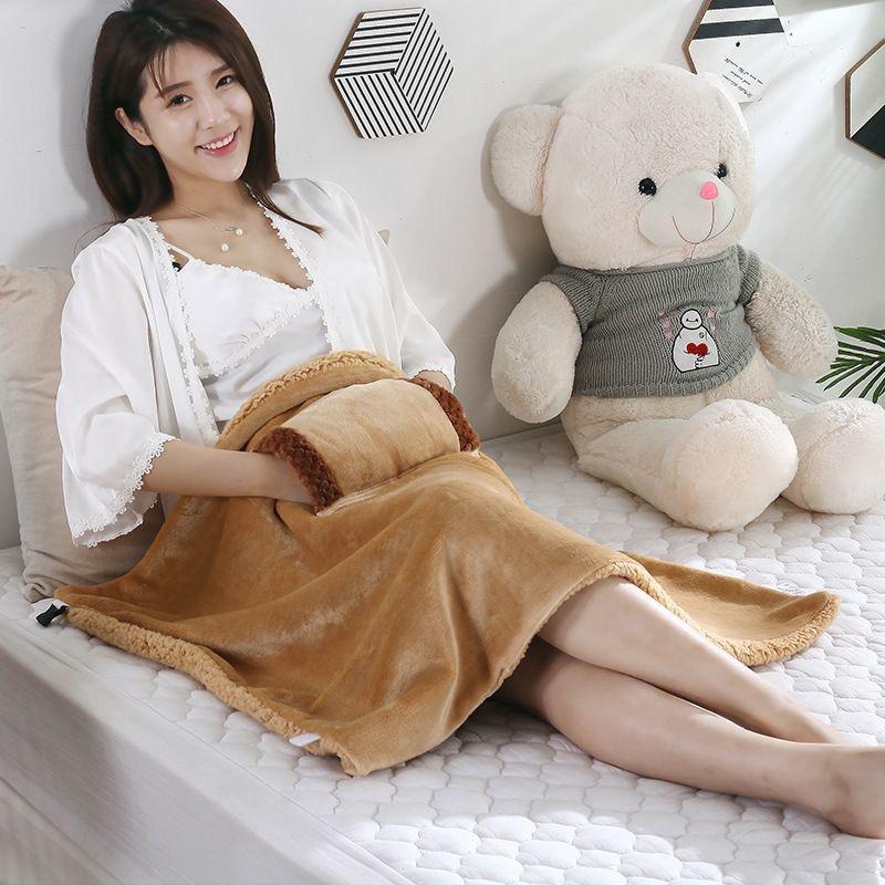 USB Heated Wrap Blanket Winter Flannel Shawl Blanket Electric Warm Knee Lap Waist Throw Blanket for Home Office Sofa Chair