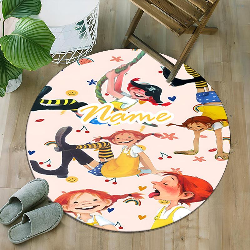 Customizable Pippi Longstocking1 Round Non-Slip Carpet - Ideal for Garden, Picnic, Office, Perfect for Decoration, Suitable For All Seasons