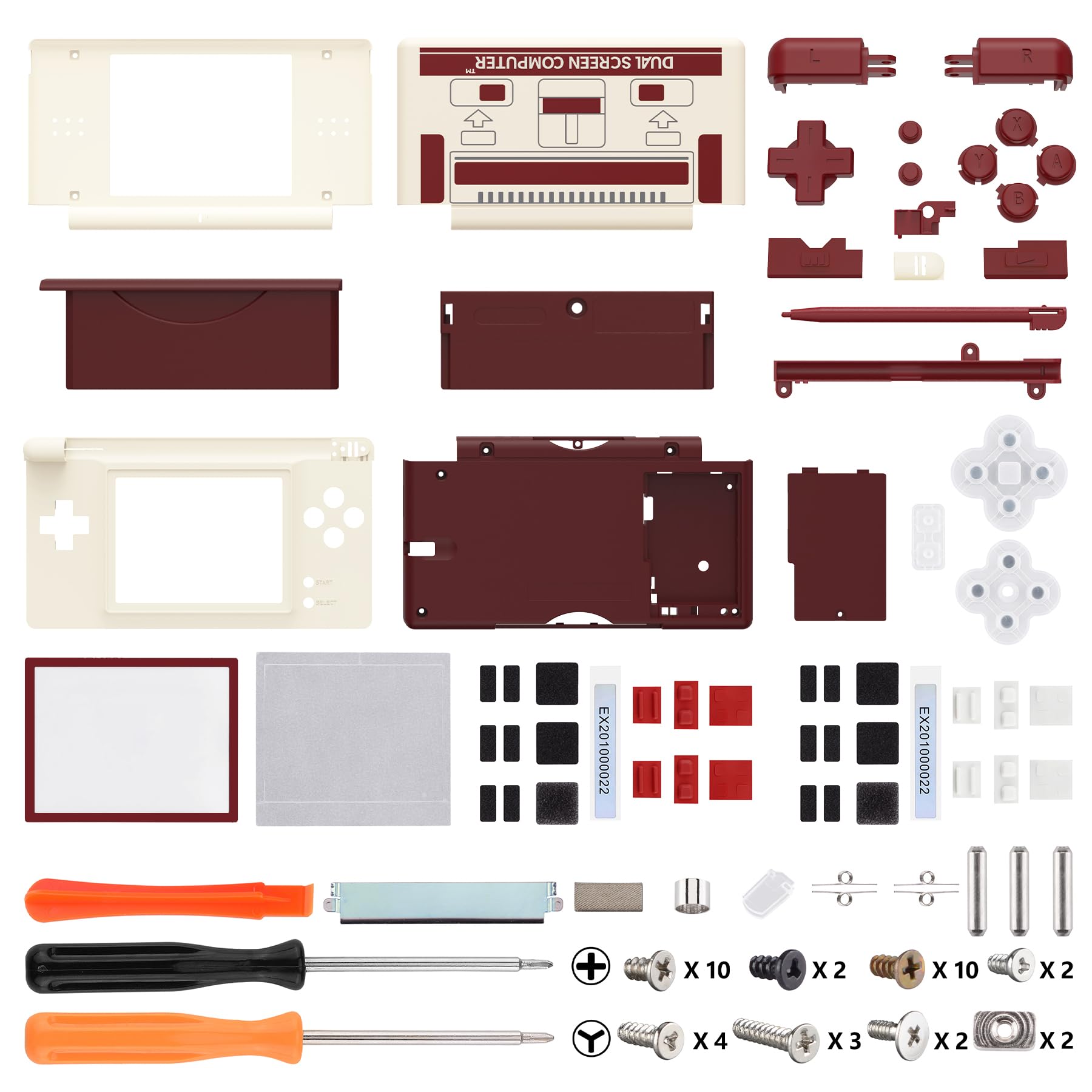 

eXtremeRate DS Lite Сменная оболочка с пользовательским рисунком, со сменными кнопками и линзой экрана для Nintendo DS Lite, готовая к сборке [FC Classic]