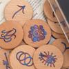 Hand Carved Wooden Runes Symbols Set Divination Runes Stone with Instruction and Storage Bag Heal Gift Decoration