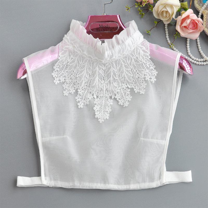 White Women Lace Fake Collar Tie False Collar Black Fashion Ruffle Detachable Collar Lapel Blouse Top Women Clothes Accessory