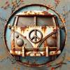 Iron Wall Art Vintage Camping Car Round Metal Sign Peace Symbol Home Decor Gift