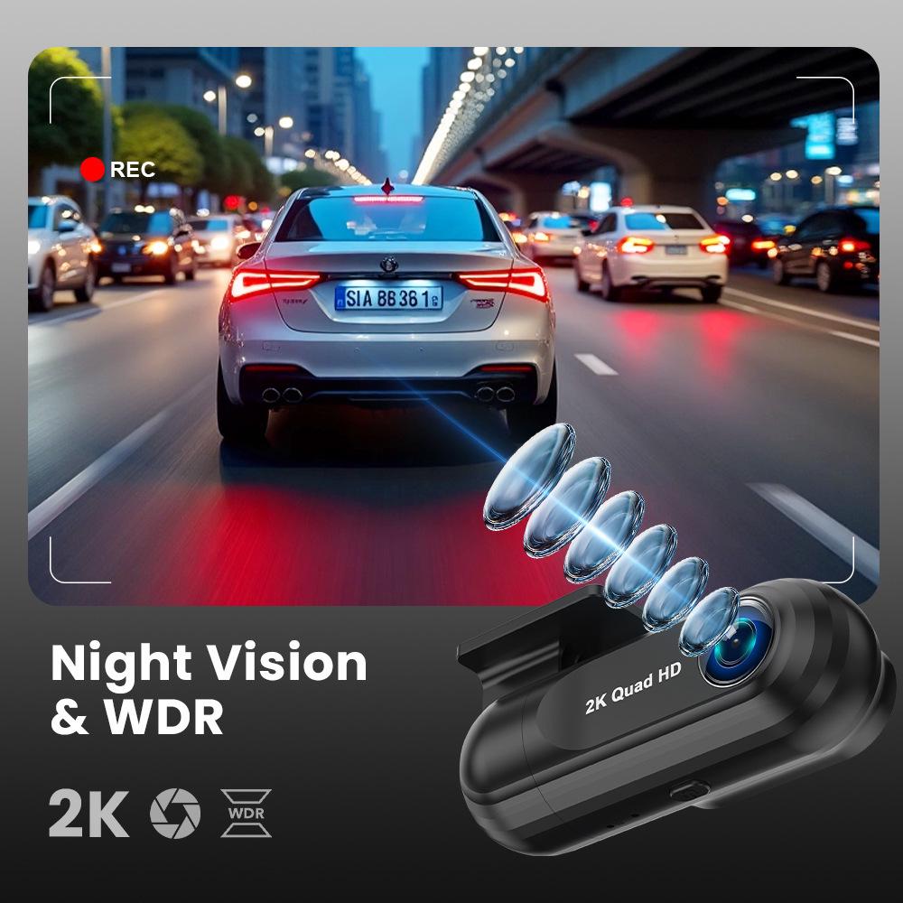 2.5K Hidden Dash Cam with WiFi, Time-Lapse, and GPS Tracking