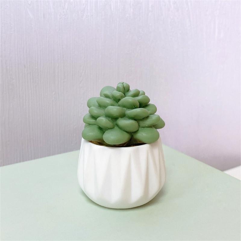 Mini Grüne Kaktusfigur Harz Sukkulente Topfpflanze Ornament Mini Bonsais Dekoration für Auto Armaturenbrett Dekorationen