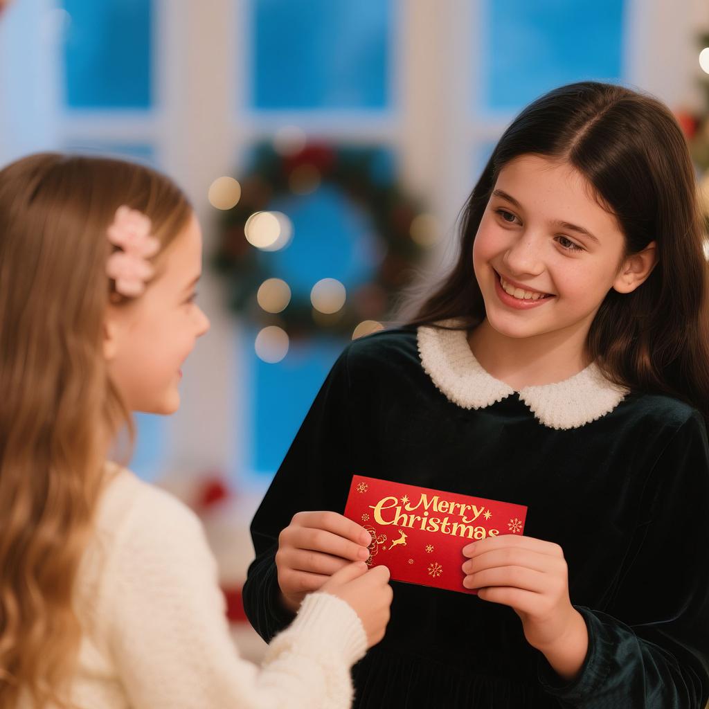 Weihnachts-Rehkitz Roter Umschlag, Weihnachts-Heißfolienprägung Faltbare Geschenkumschläge