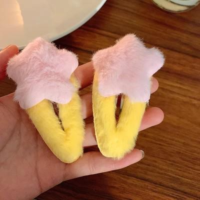 

1/2pcs Sweet Furry Plush Star Hair Clip Sweet Girls Side Bangs Hairpin Y2K Women BB Barrettes Cute Children Kids Clips Ornament 1pcs розовый