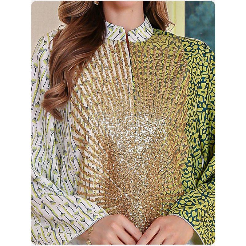 2025 Summer New Patchwork Sequin Robe Middle East Dress Dubai Print Arab Dress Dress