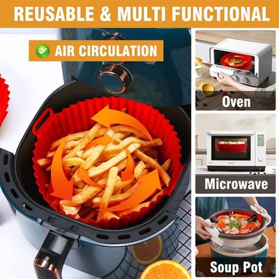 Silicone Air Fryer Liner Round Non-Stick Air Fryer Basket High-temperature Resistant Baking Pan with Oil Drain Grooves