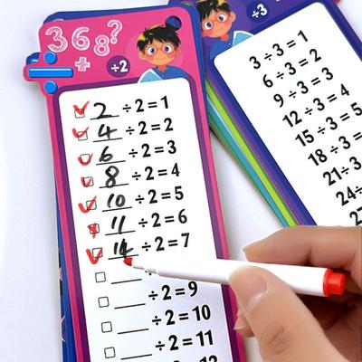 Kids Mathematics Flashcard with Binder Ring Reusable Tear Resistance 15 Card