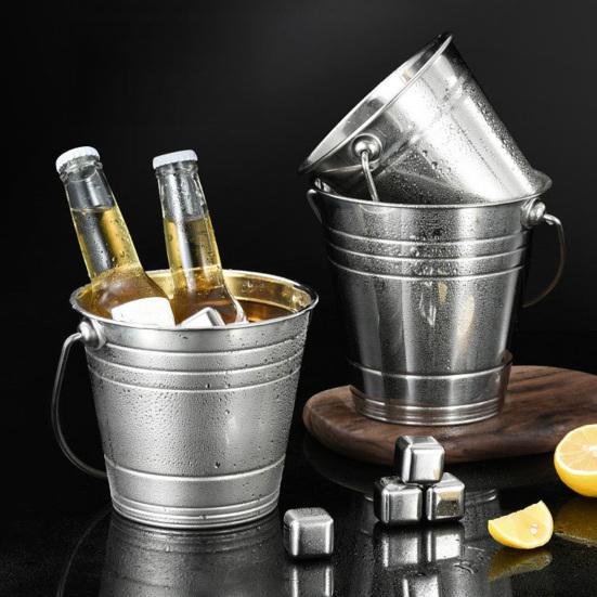 Yousheng Stainless Steel Ice Bucket, with Handle Portable Beverage Tub, Mirror Polished Durable Ice Tub, for Bars Parties KTV Beverage