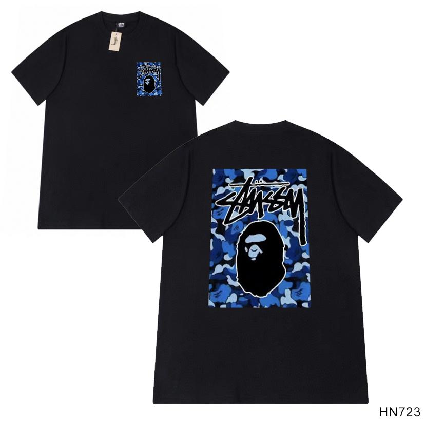 Stussy 2025 Sommer Neues Hochwertiges Rundhals-T-Shirt aus Baumwolle für Männer und Frauen Klassisches Logo mit neuem Musterdruck Paar-T-Shirt