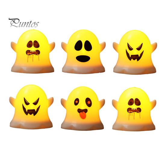 Decorative Ghost for Shelf 6 Pcs Light, LED Color Changing Warm Flameless Battery-Operated Safe Halloween Accent Light Mini Spirit Night Lamps, Spooky