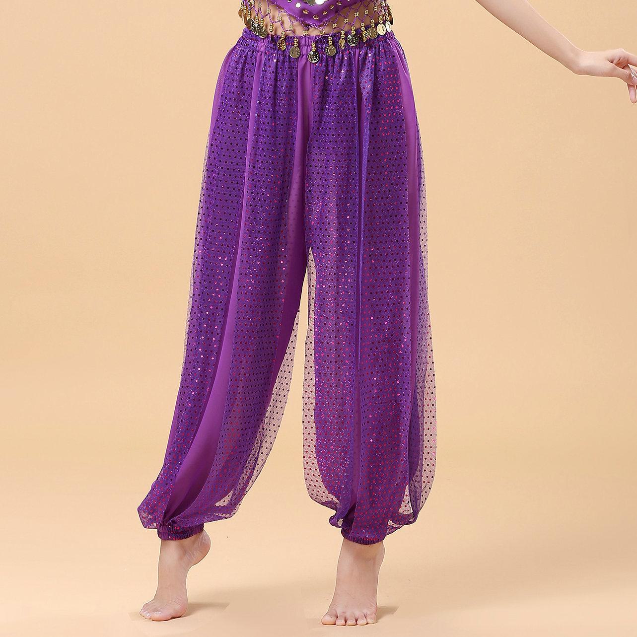 

Шифоновые тренировочные брюки для взрослых, индийские народные танцы и танцы живота XL темно-фиолетового