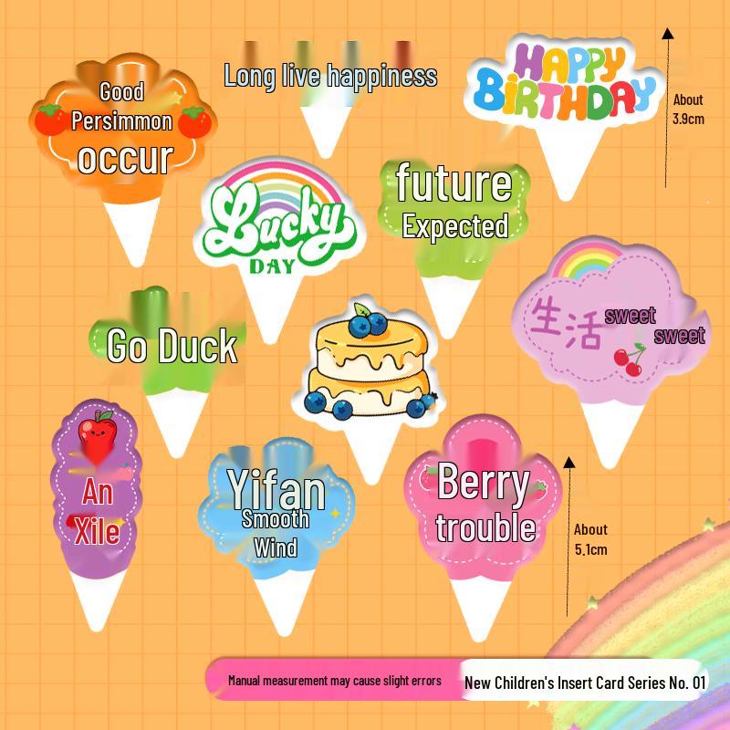 Sushi Cartoon Cupcake Toppers & Ice Cream Flag Picks for Happy Birthday Desserts