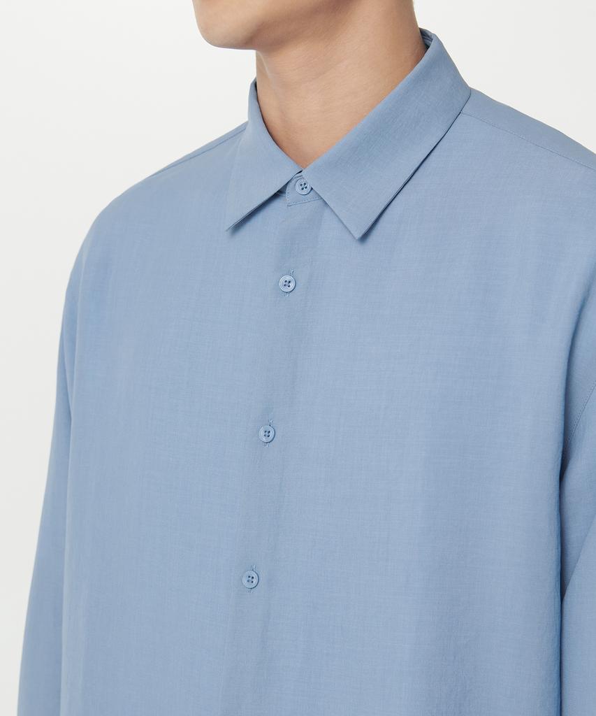 MUSINSA STANDARD Relaxed Linen-Like Shirt [Socks Blue]