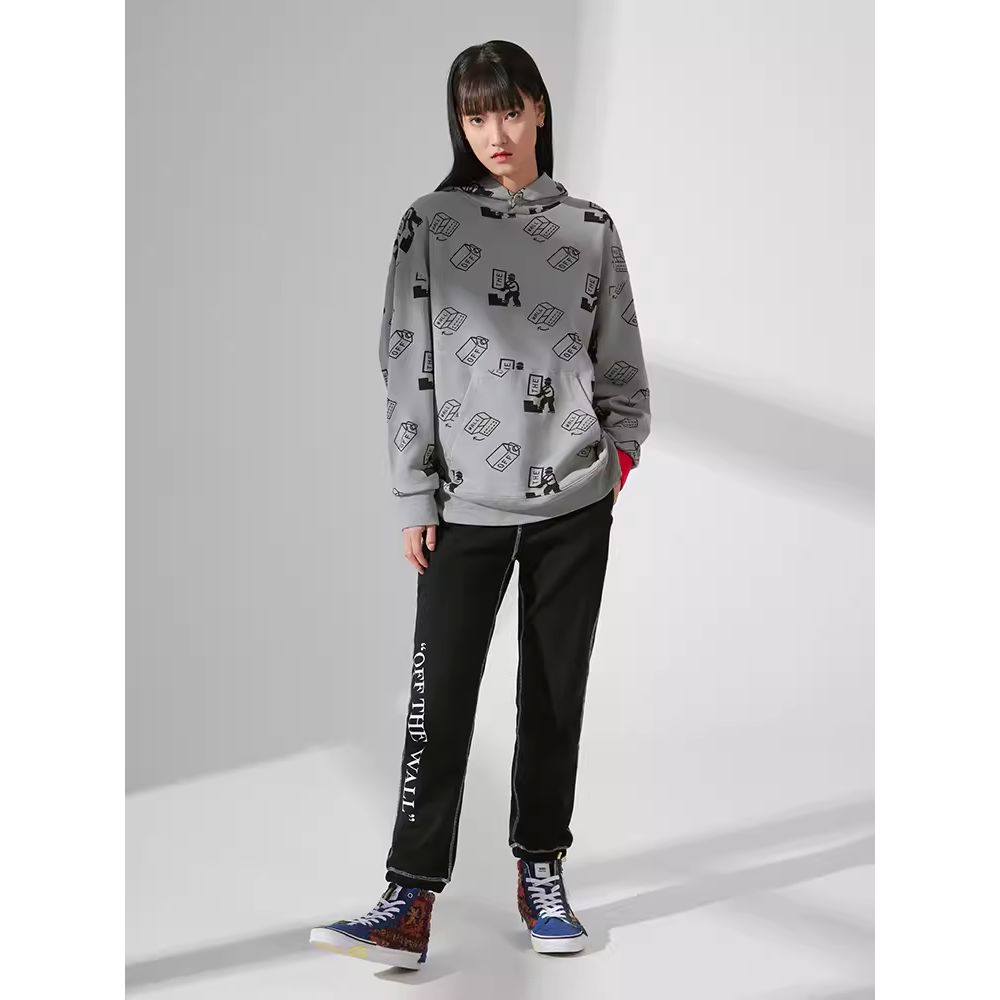 Vans X Kazuki Series All Over Print Pullover Hoodie Men Hoodies Gray VN0A5H6L944