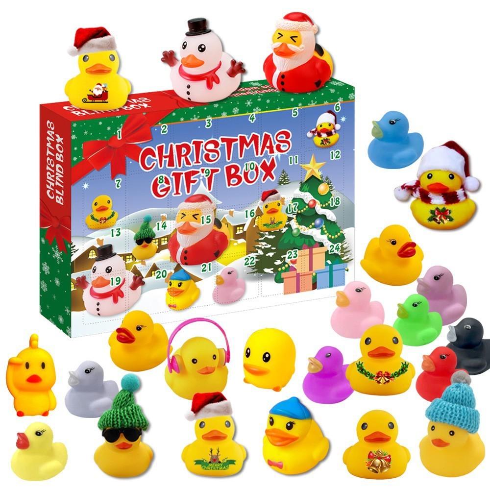Funny 24 Days Christmas Countdown Calendar Blind Box Vinyl Duck Toy Set For Gift