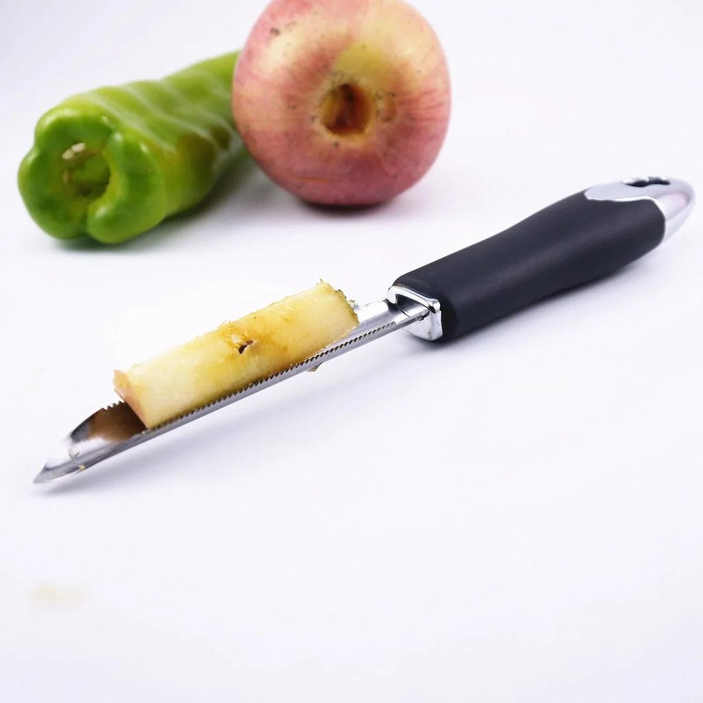 Stainless Steel Chili Core-removing Tool Home Portable Chili Courgette Cucumber Pepper Corer Kitchen Gadgets with Serrated Edge