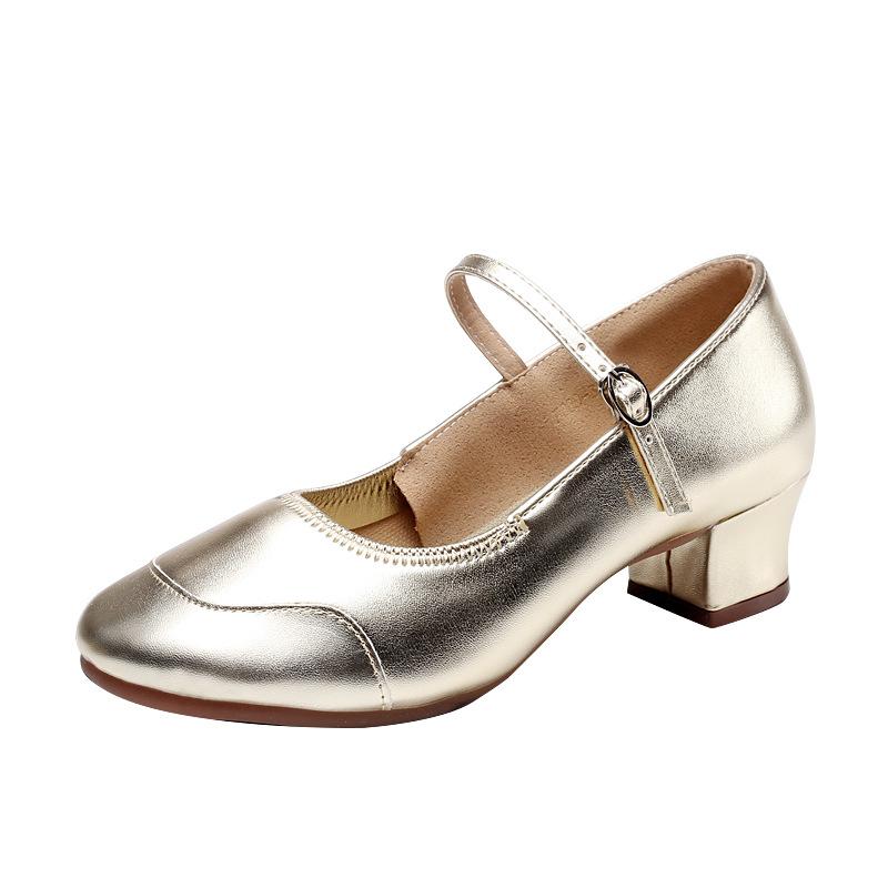 2025 new square dance shoes soft-soled women's dance shoes practice shoes teacher shoes four seasons ballroom dancing shoes mid-heeled shoes