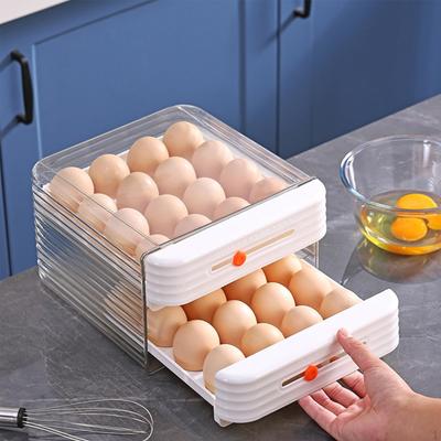 Egg Storage Container Fresh Box Stackable Holder Drawer 2 Layer for Fridge