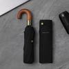 Parachase High-End Wooden Handle Curved Handle Fully Automatic Umbrella, Sturdy Ten-Rib Double Umbrella, Men's Business Wind-Resistant Umbrella