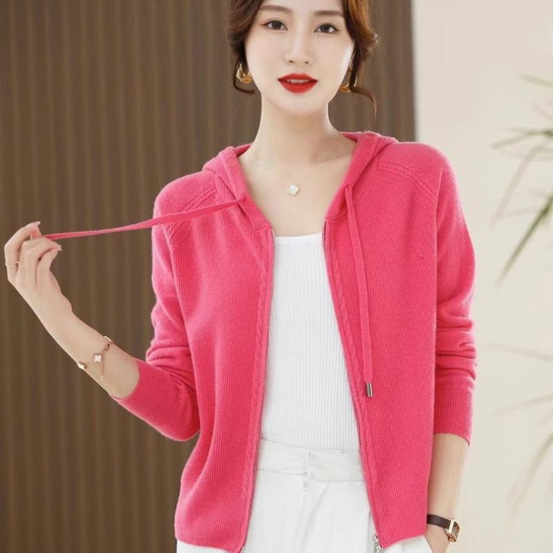 Pulover Cardigan Femei 2023 Primăvara și Toamna Noi Cămașă tricotată Femei cu glugă peste modă coreeană Pulover casual Palton versatil