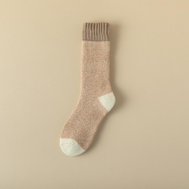 3 Pairs of Men's Autumn and Winter Wool Ring Thick Warm Matching Color Extended Stockings