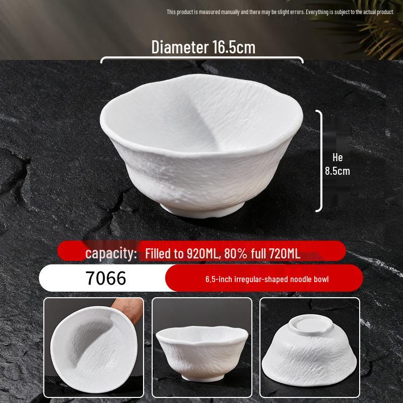 Melamine White Large Noodle Bowl - Imitation Porcelain for Ramen, Mala Tang, and Luosifen
