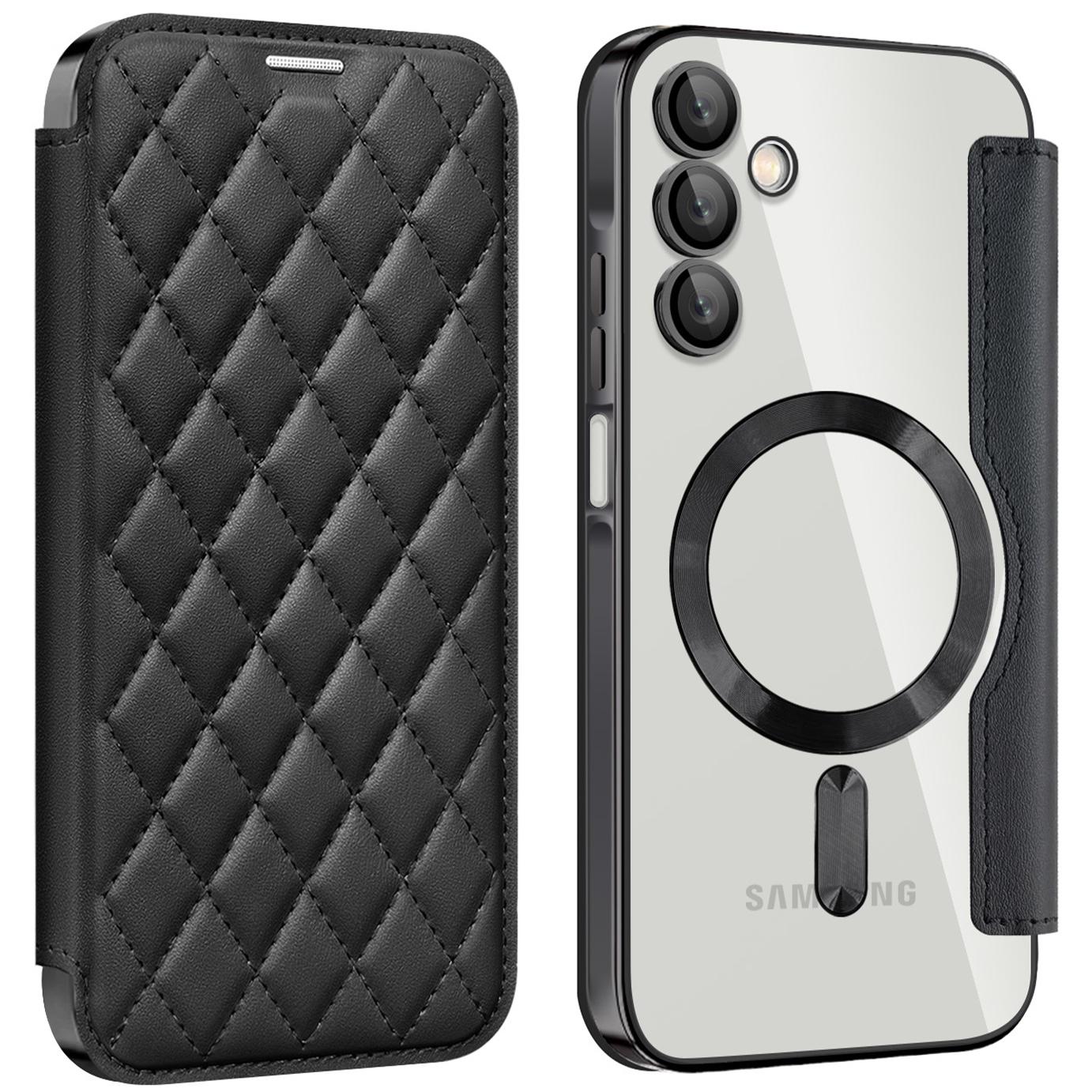 

Для Samsung Galaxy A15 4G/A15 5G Магнітний чохол Блокування RFID Тримач для карт Шкіряна накладка для телефону Black