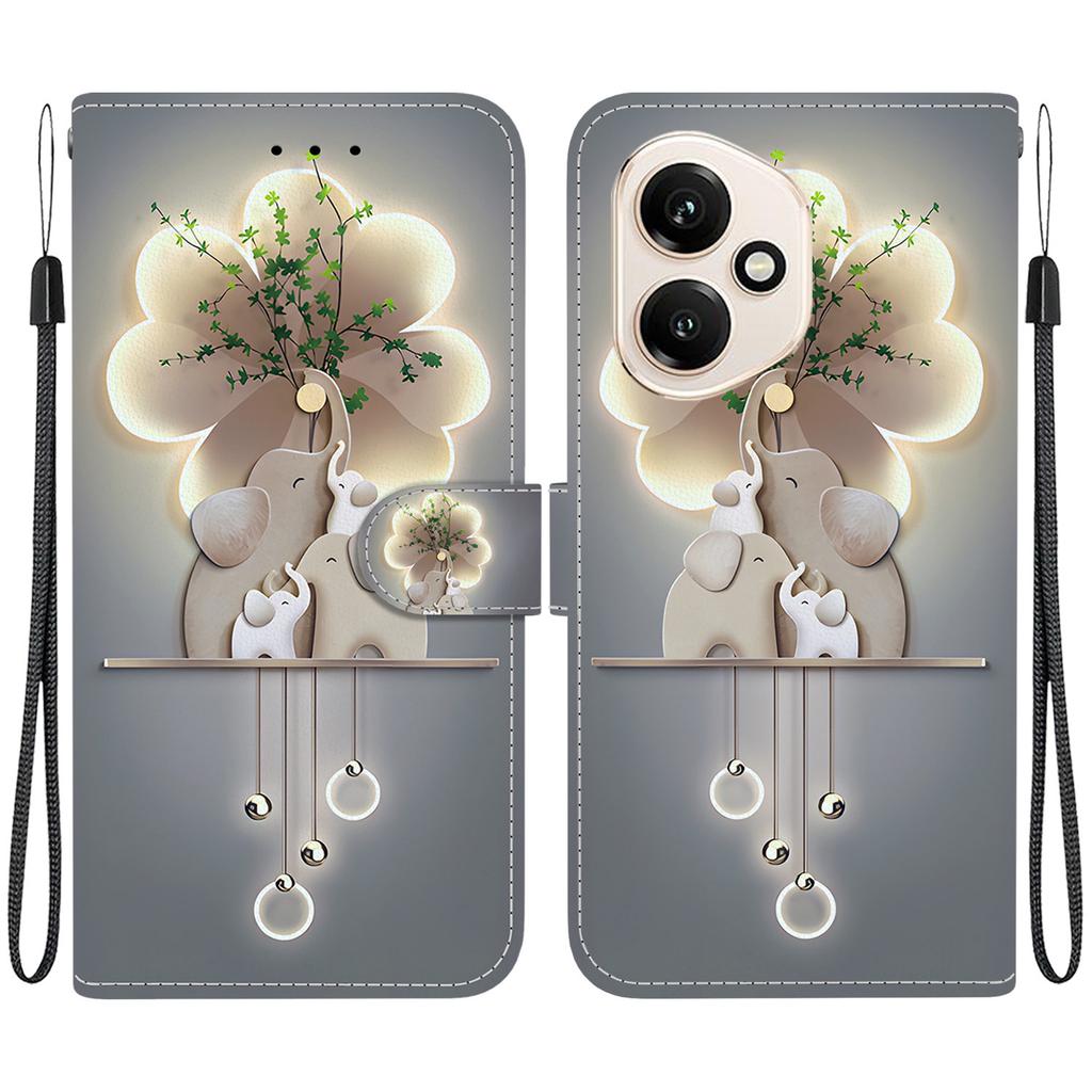 For Honor 400 5G (Global) Case Pattern Printing Leather Flip Wallet Phone Cover with Lanyard